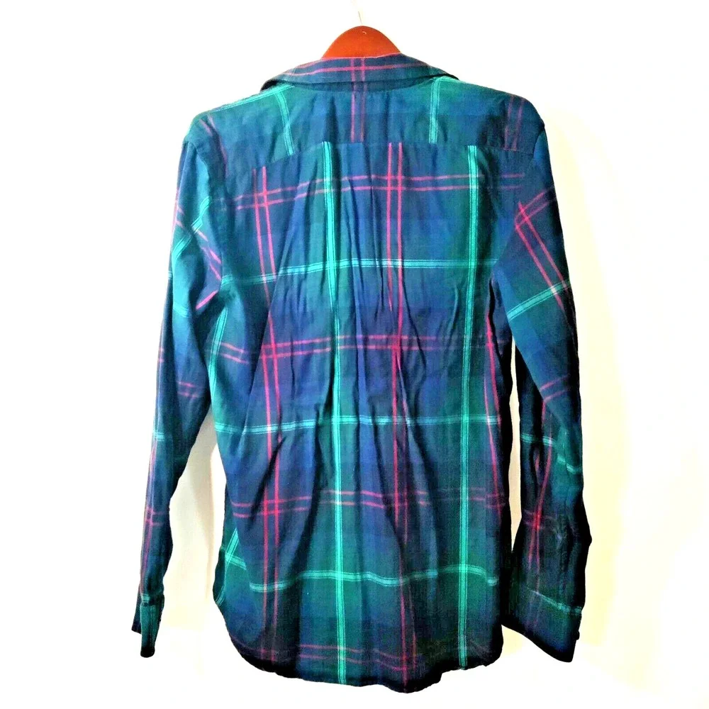 Banana Republic Lightweight Flannel Blue/Red Plaid Biker Western Y2K Shirt Men L